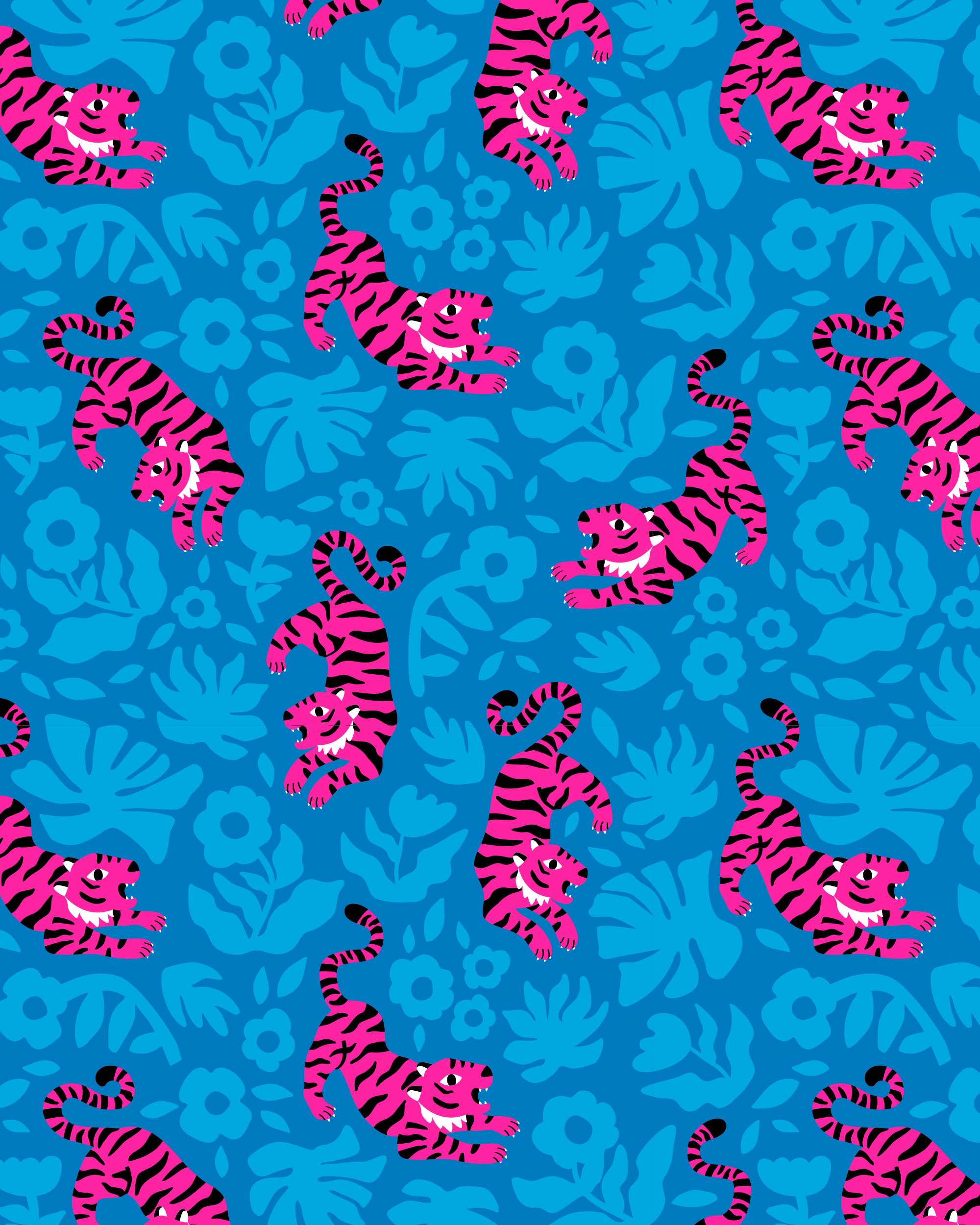 Floral Tigers Blue
