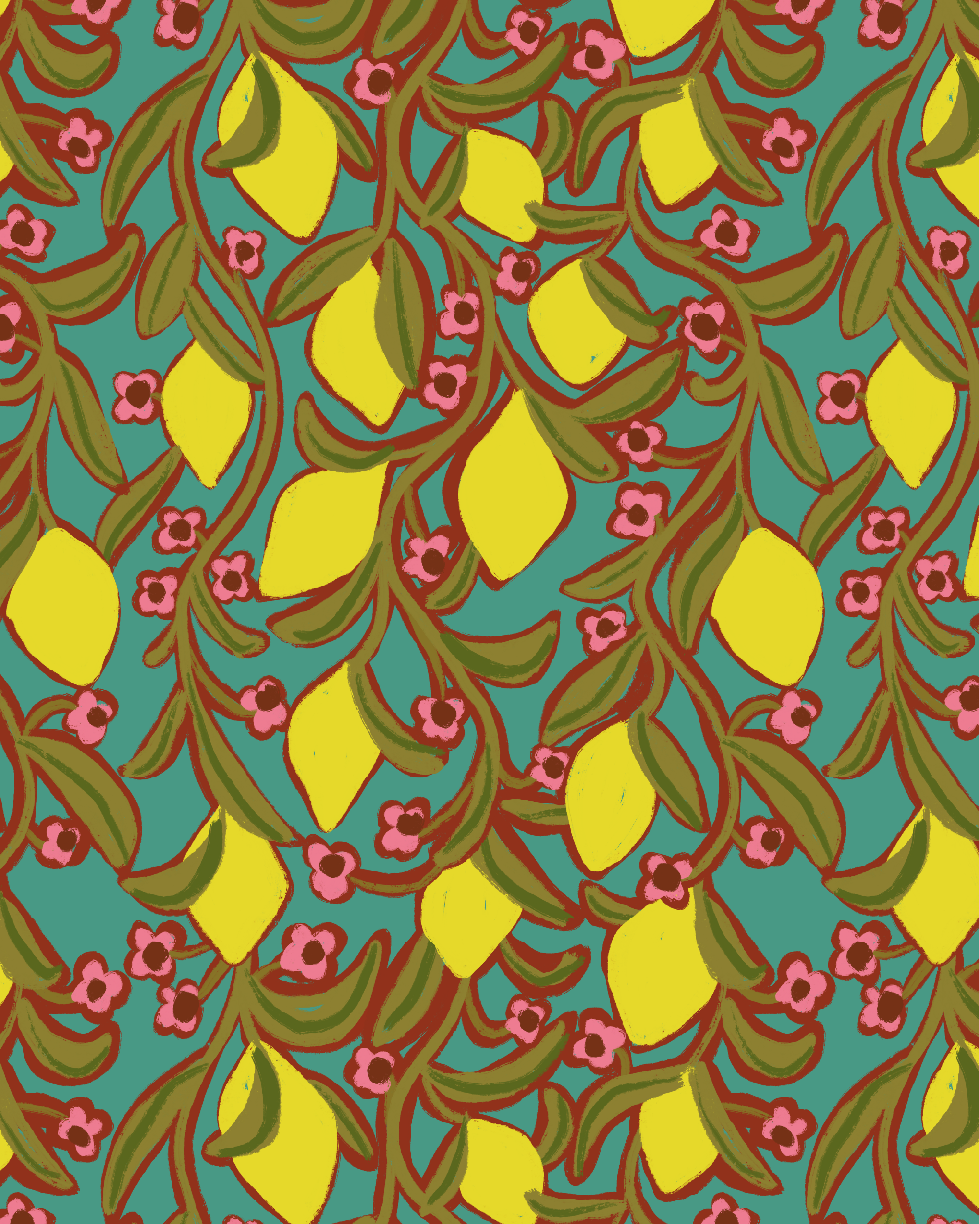 Lemon Floral- Green