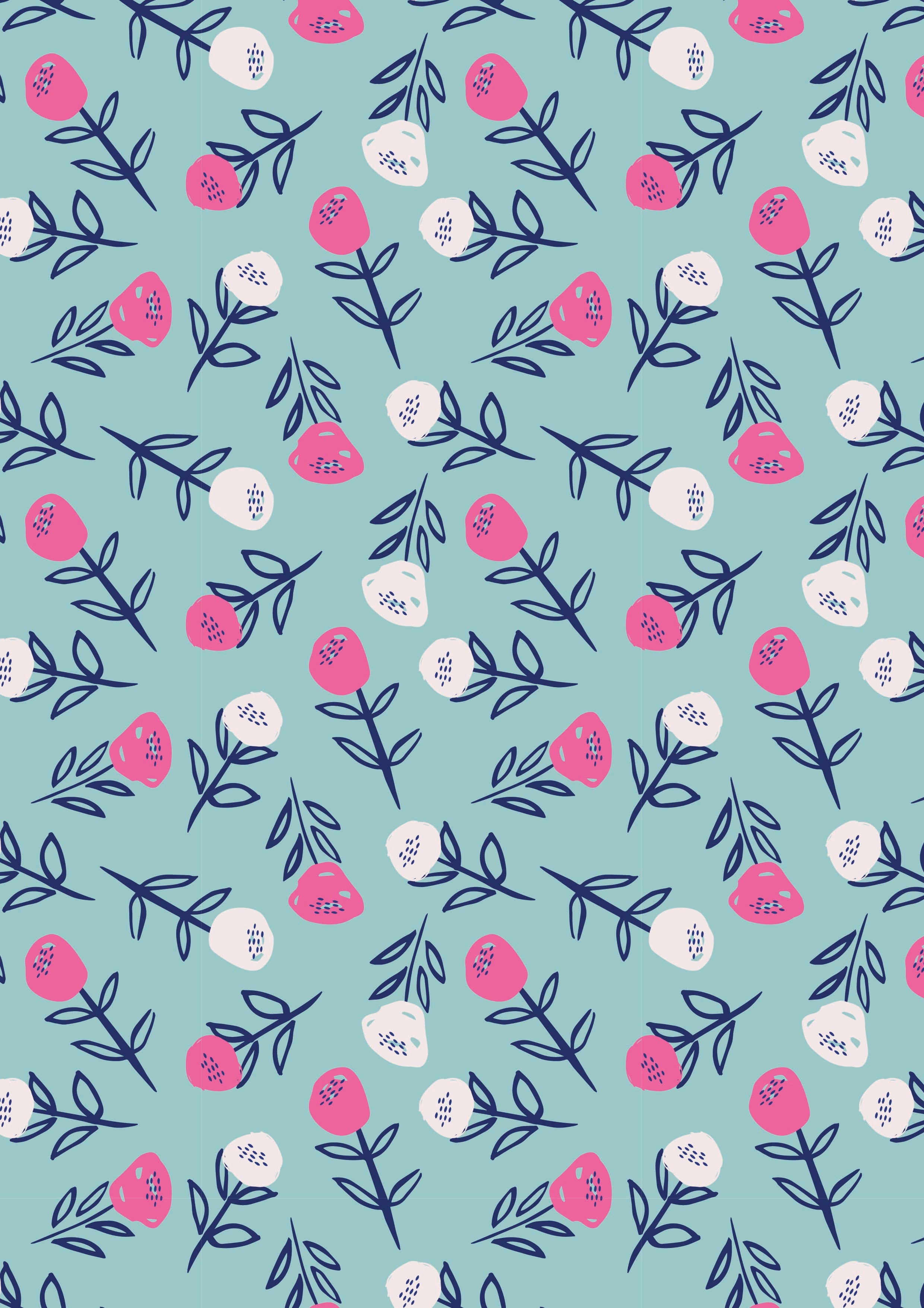 Scattered Inky Floral Mint