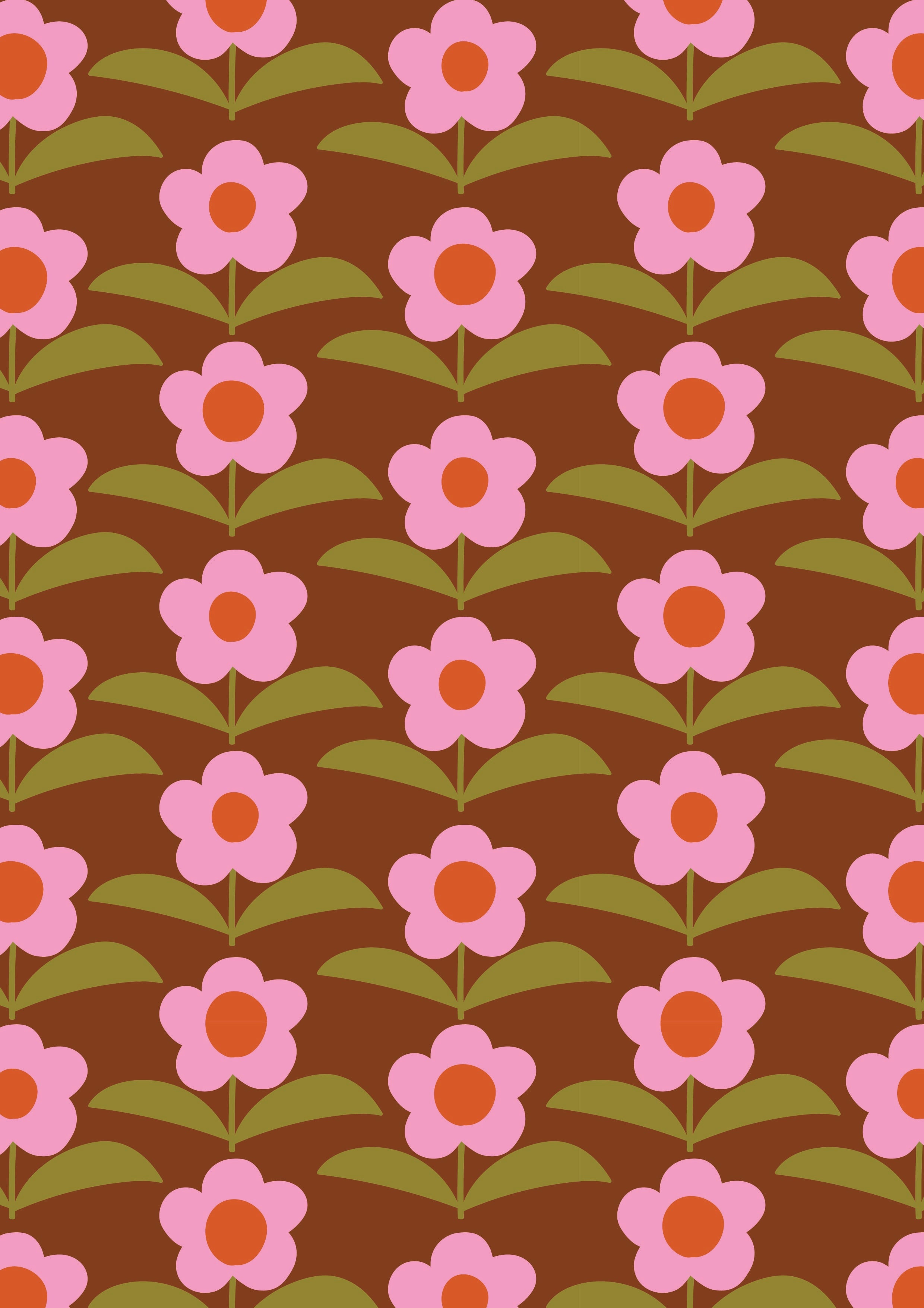 Wallpaper Floral Brown