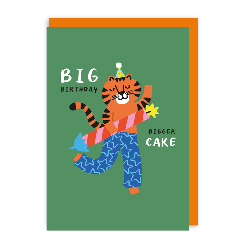 Tiger Big Cake Birthday Card-zoom-
