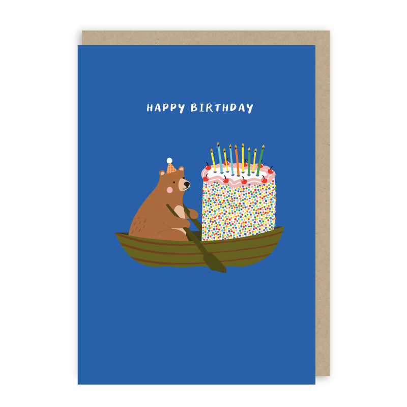 Bear Row Boat Birthday Card-zoom-
