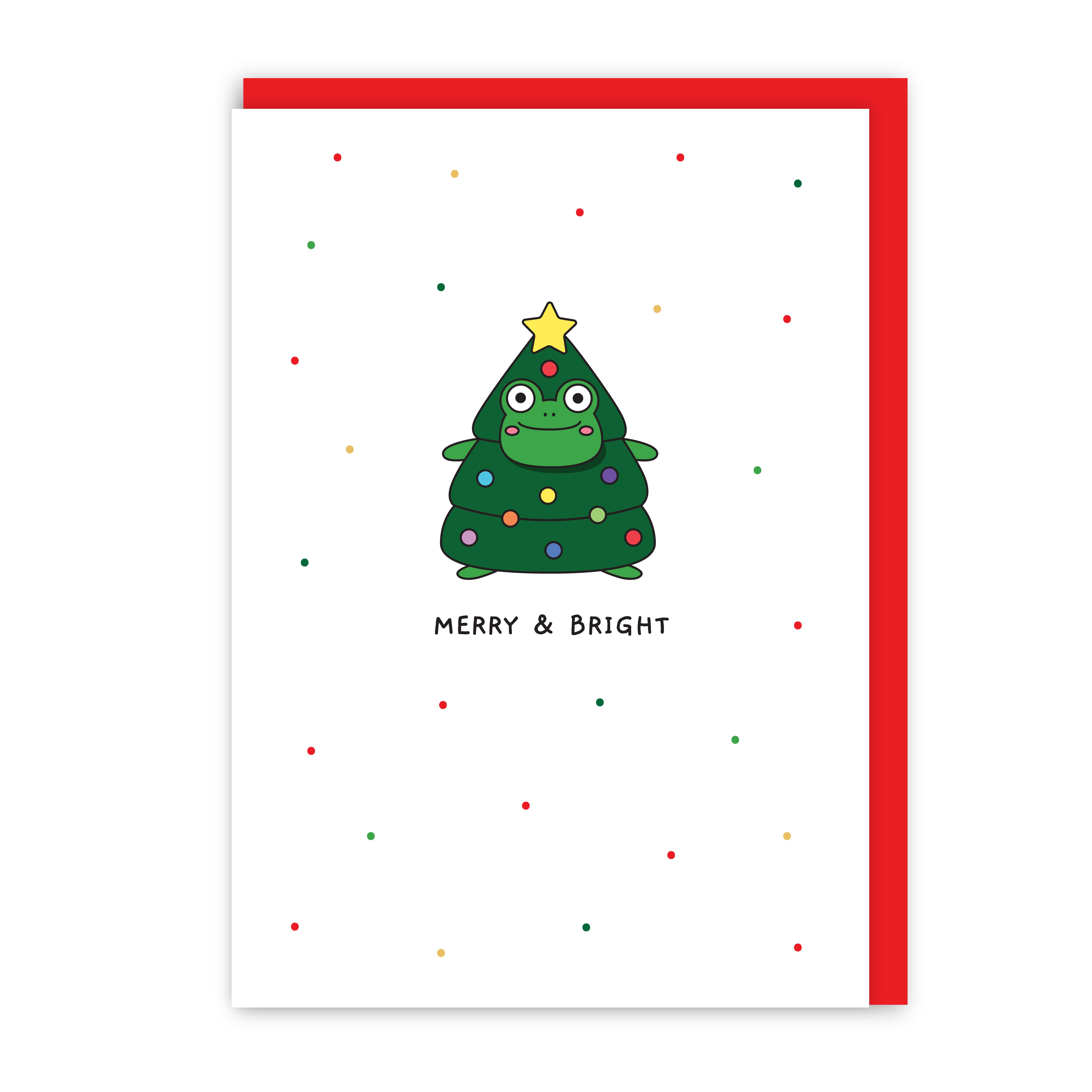 Merry & Bright Tod the Frog Christmas Card