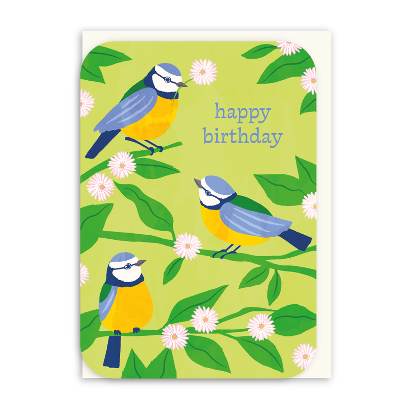 Birthday Blue Tits Card-zoom-