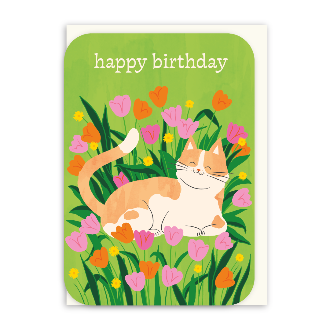 Birthday Flower Cat Card-zoom-1