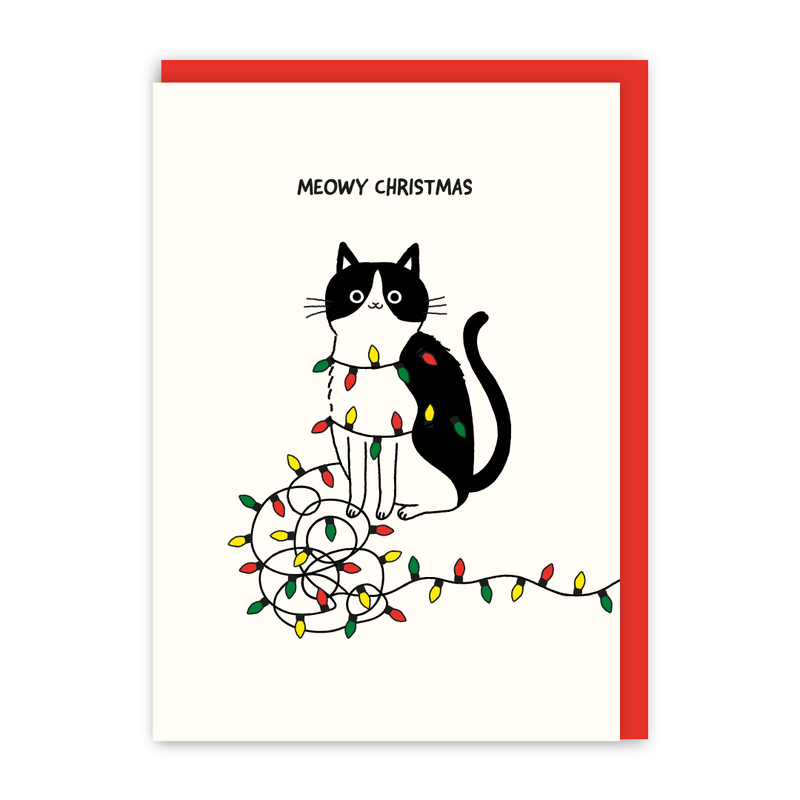 Meowy Christmas Light Christmas Card-zoom-