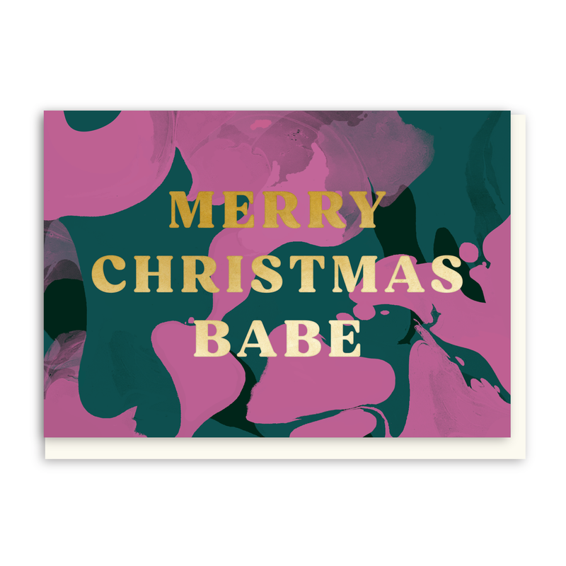 Merry Christmas Babe Marble Christmas Card-zoom-