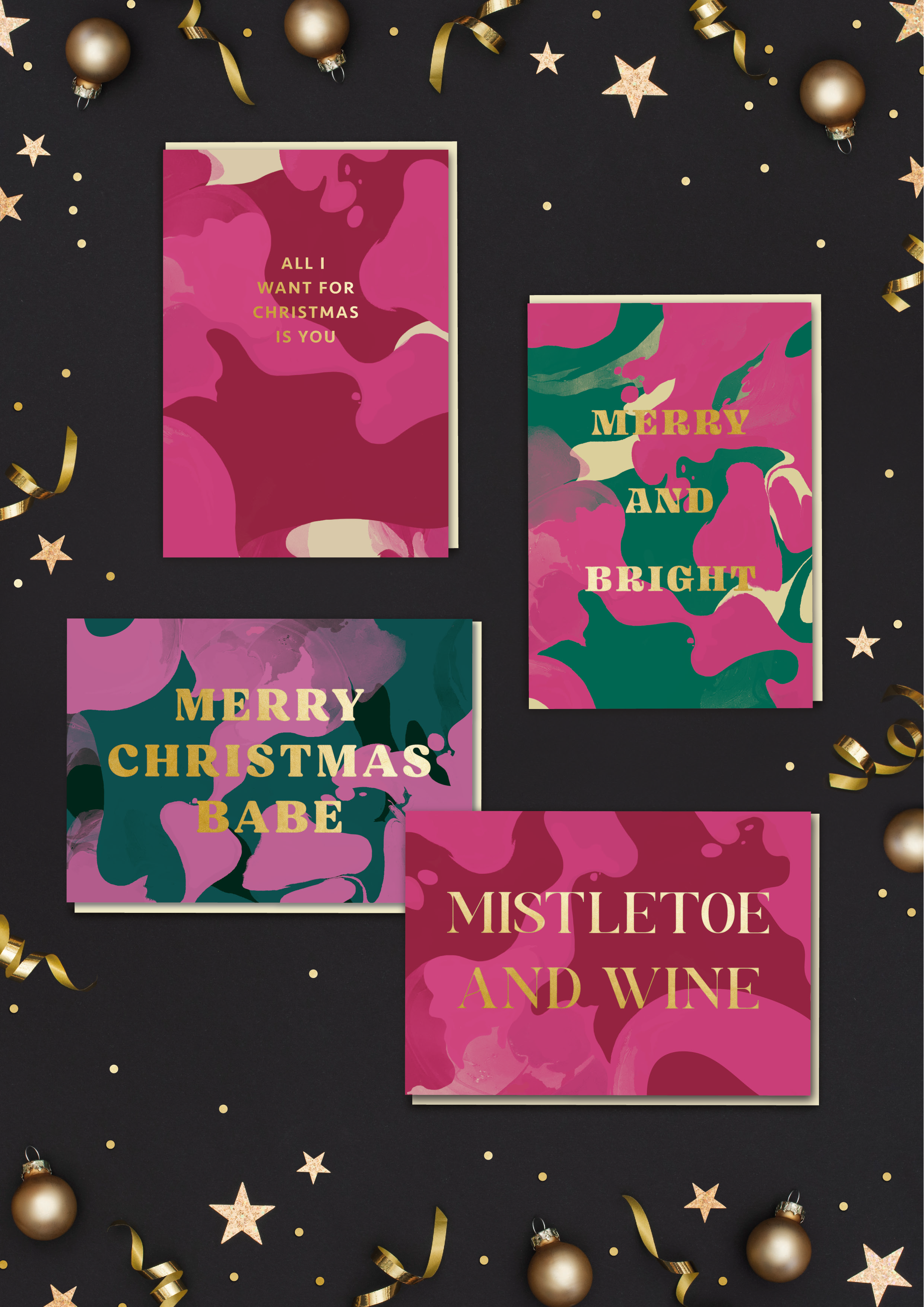 Oh What Fun! Marble Christmas Card