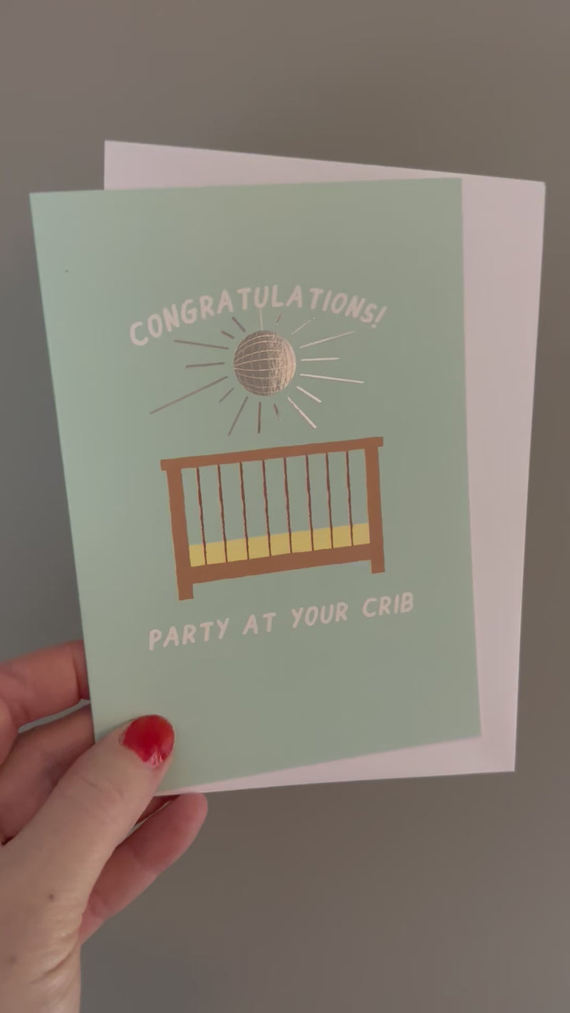 Party At My Crib New Baby Card-zoom-